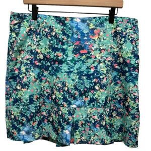 Lady Hagen Skirt Golf Skort Womens 12 Blue Floral Watercolor Art to Wear Pockets